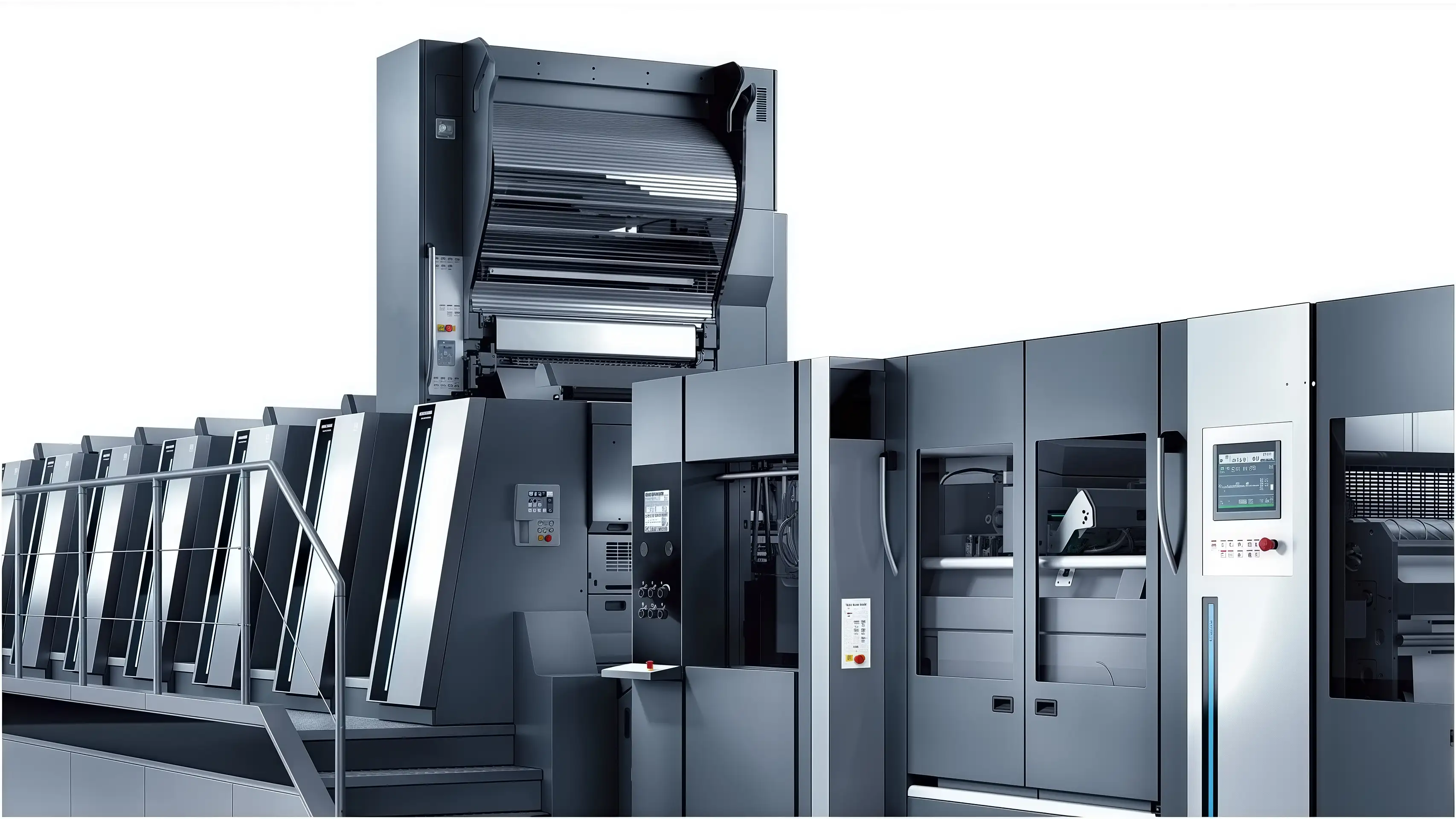LeapFoiler offset cold transfer unit integrated with commercial offset printing press