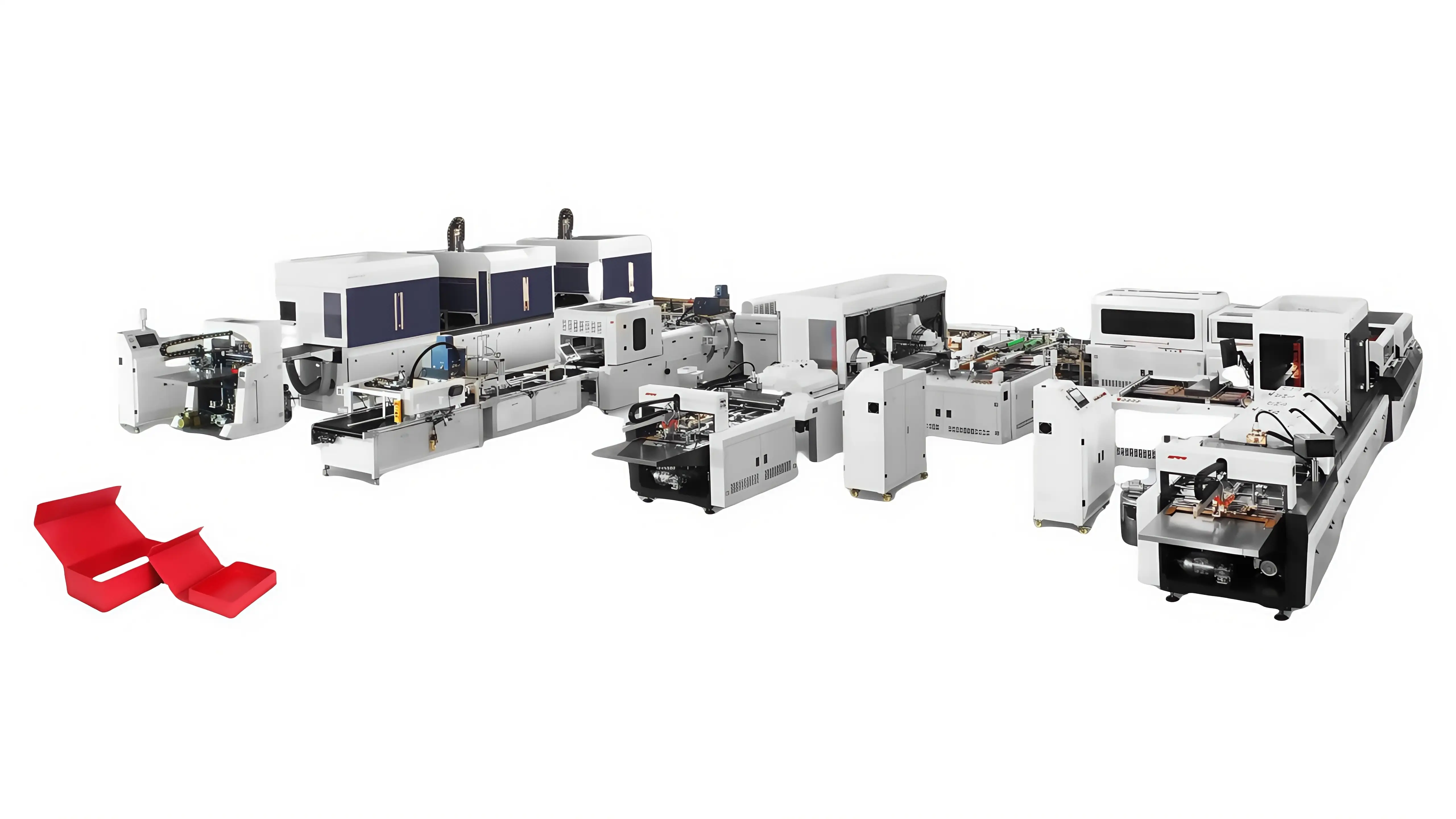 Fully automated gift box making machine line for rigid and magnetic closure box production